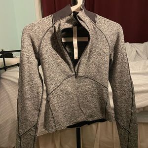 Black and Grey Lululemon Cropped Half Zipped Sweater